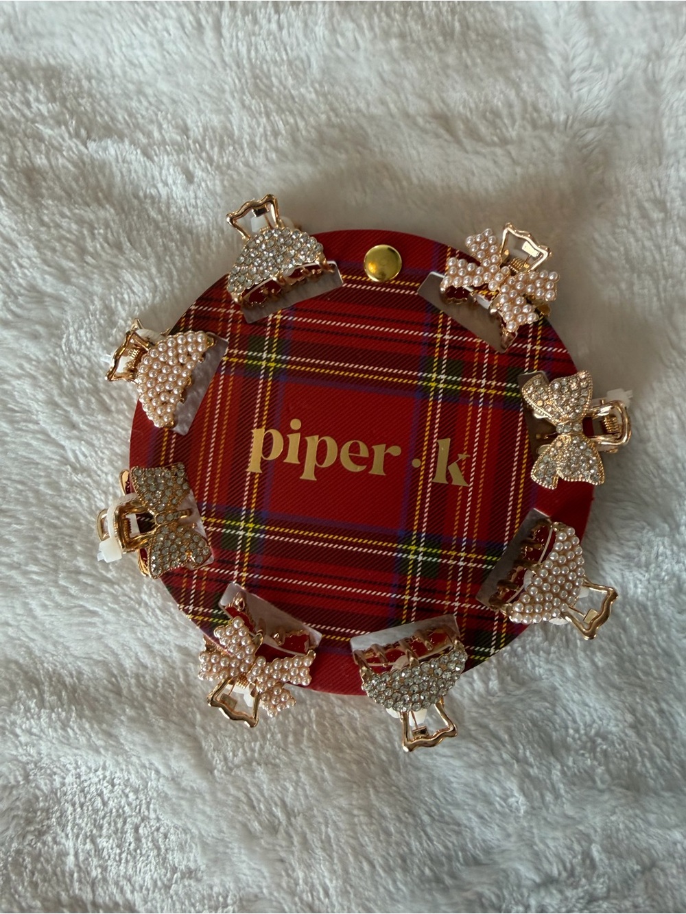 Piper K Mini Hair Claw Set Gold & Pearl